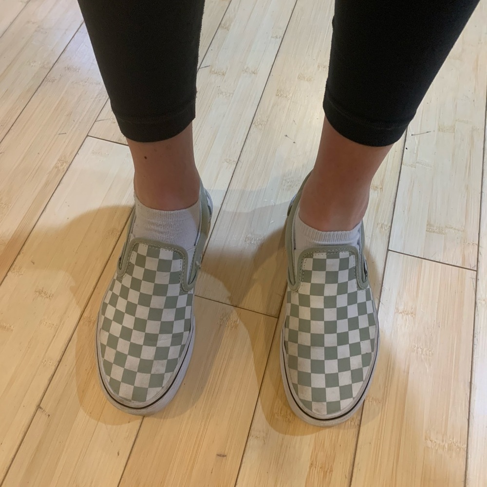 Sage checkerboard vans